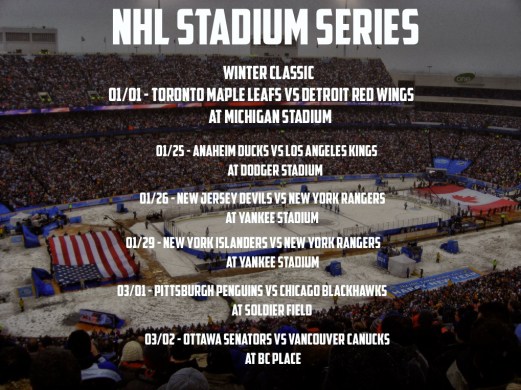 Stadium Series Schedule